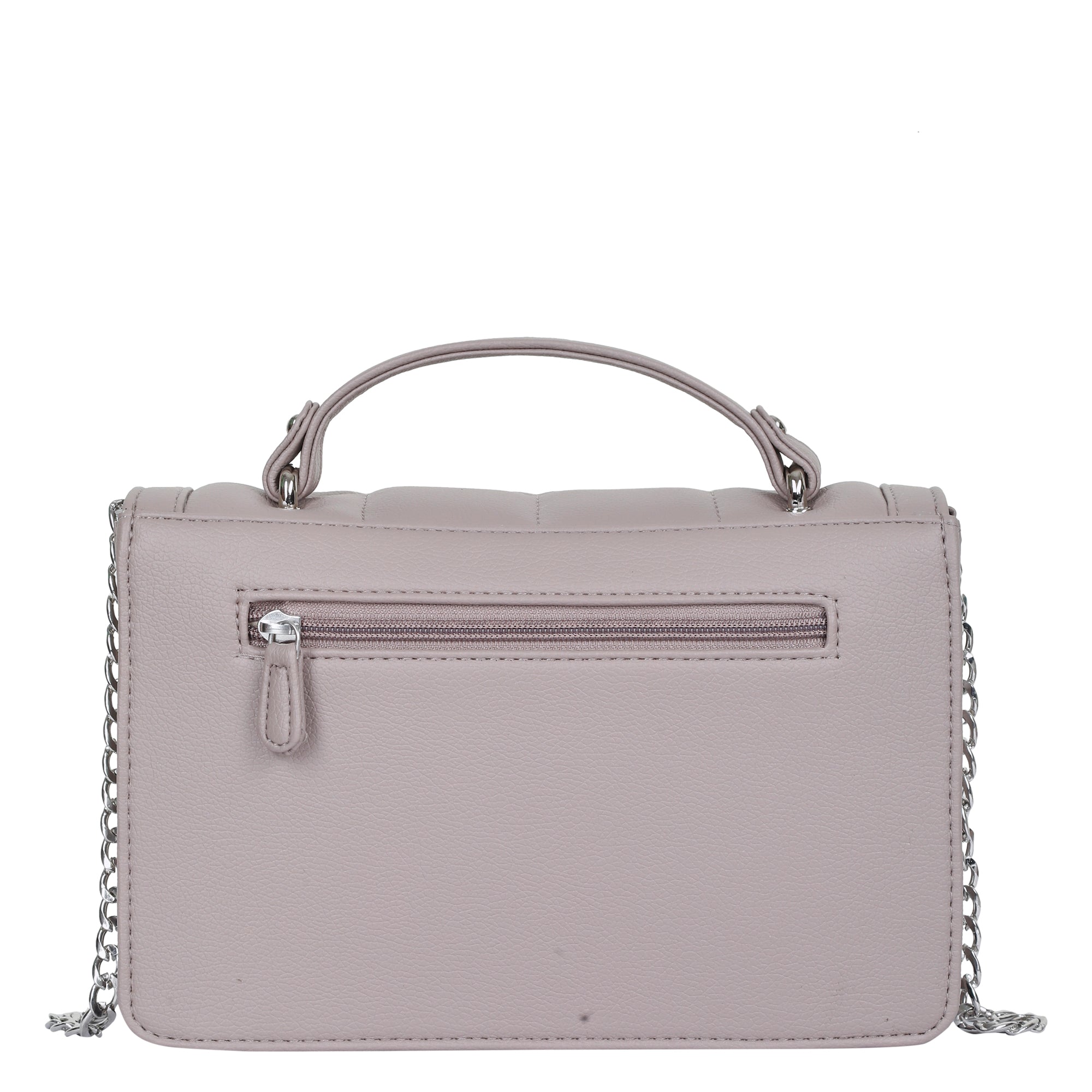Mauve Faux Leather Crossbody Sling Bag – Women’s Chain Strap Shoulder Handbag