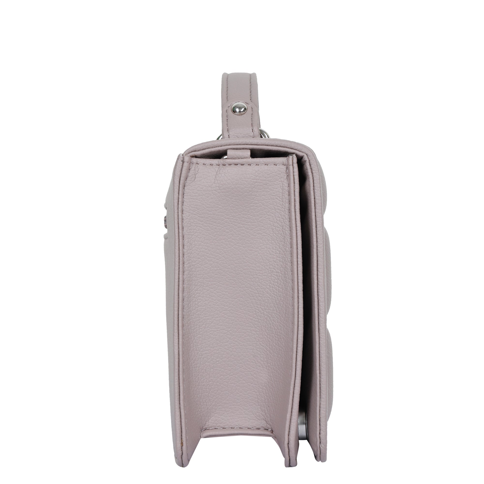 Mauve Faux Leather Crossbody Sling Bag – Women’s Chain Strap Shoulder Handbag