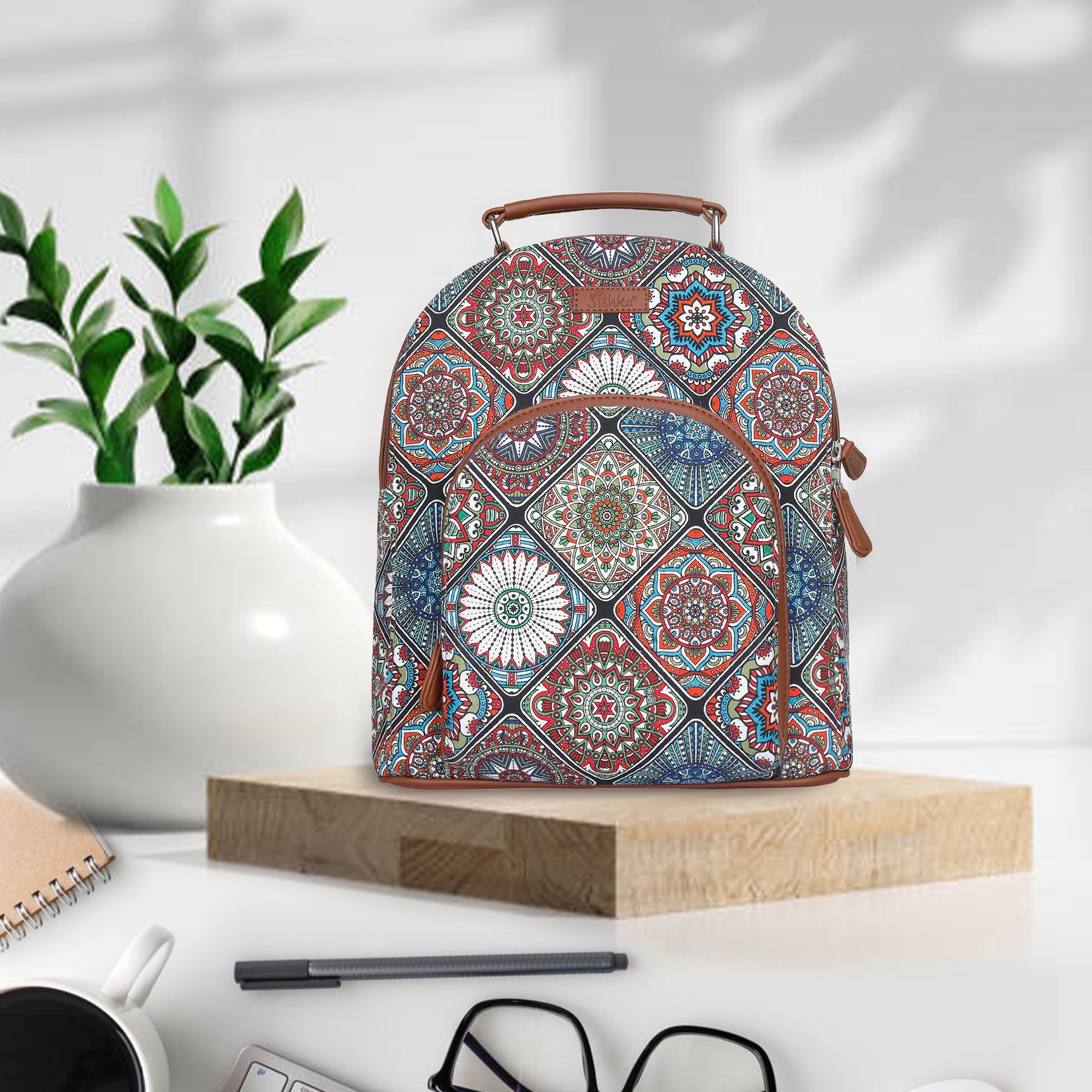 Multicolor Handcrafted Printed Backpack for Women – Shoulder Bag for Travel & Work