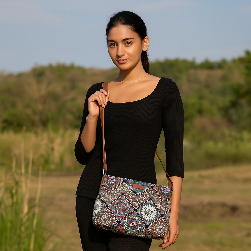 Sishka Multicolour Crossbody Sling Bag – Canvas Purse with Strap for Daily Use