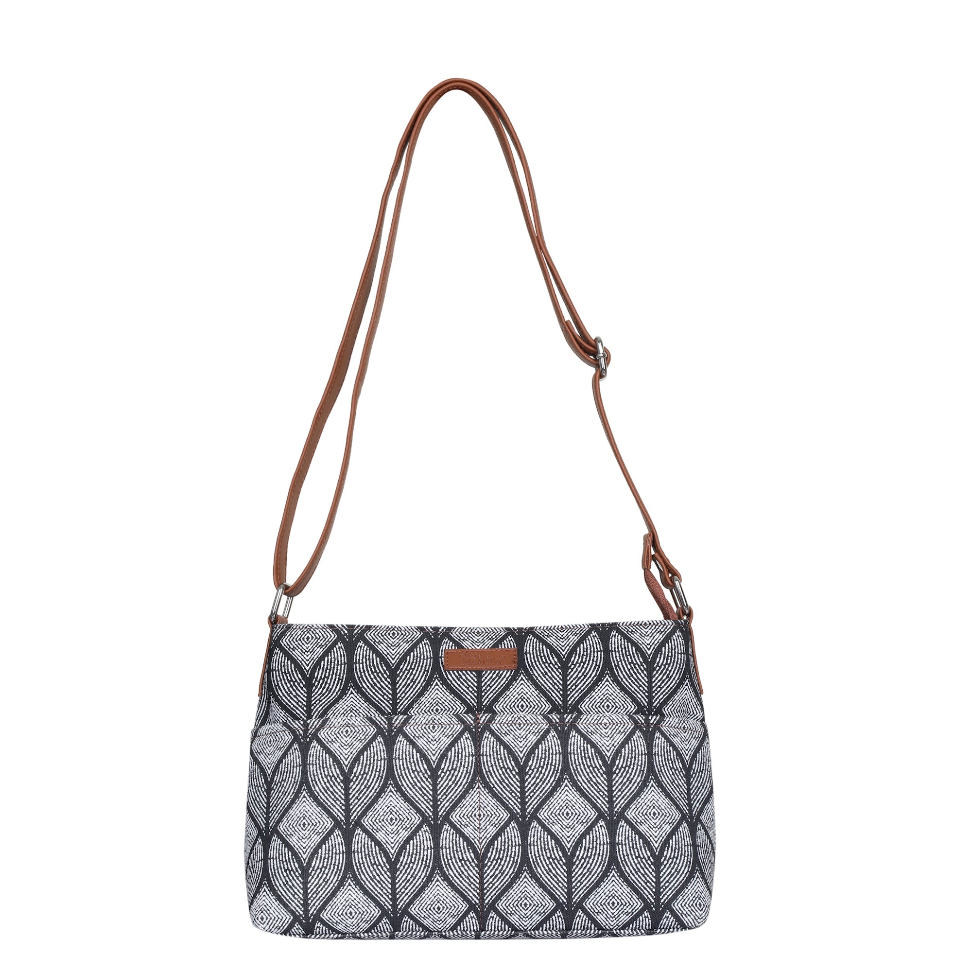Sishka Monochrome Crossbody Sling Bag – Canvas Shoulder Purse for Travel & Work