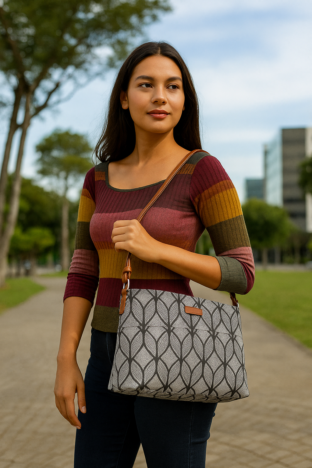 Sishka Monochrome Crossbody Sling Bag – Canvas Shoulder Purse for Travel & Work