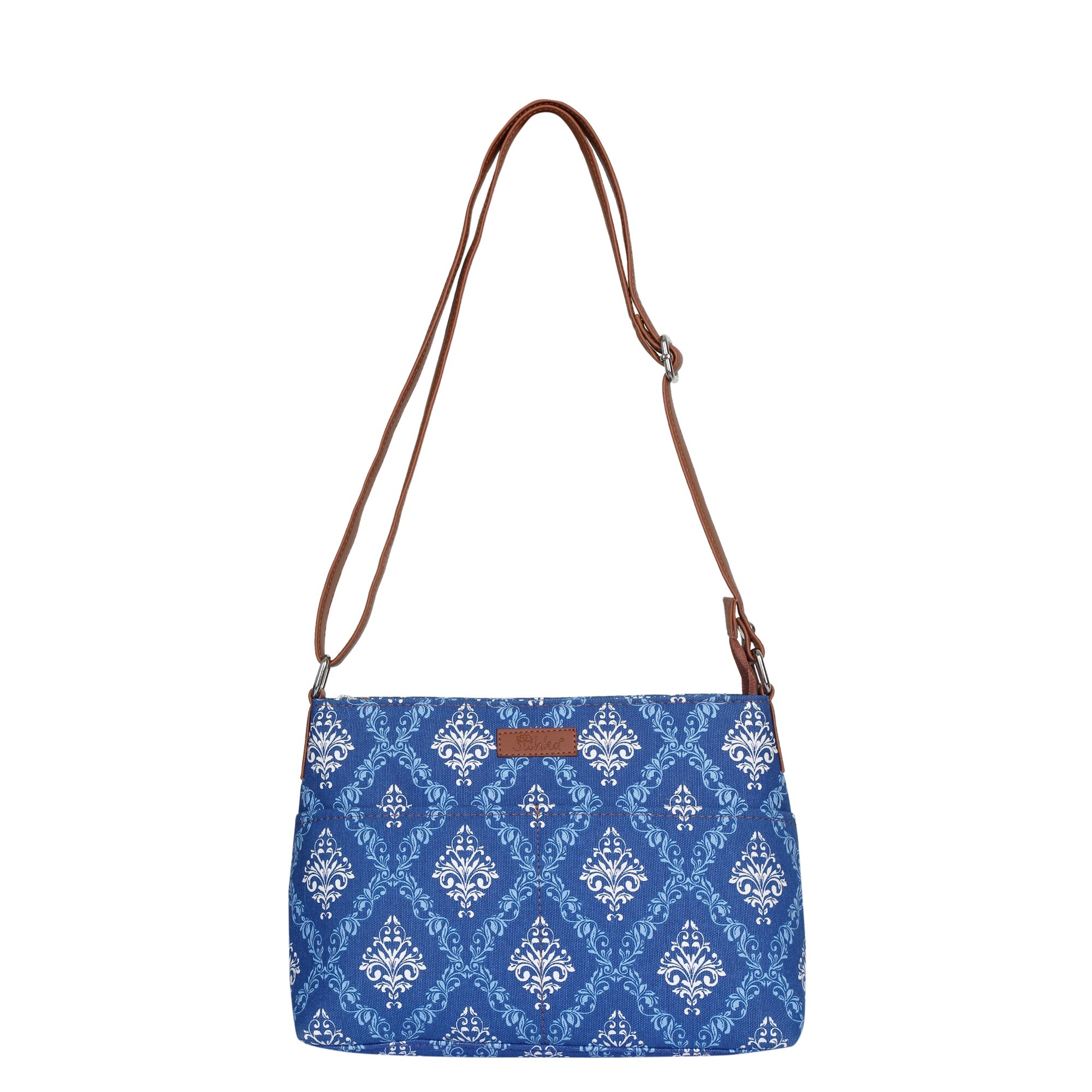 Sishka Blue Crossbody Sling Bag – Canvas Women Purse for Office & Everyday Use