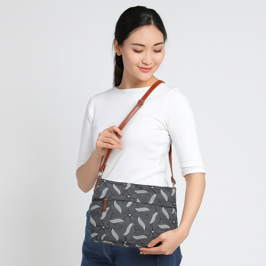 Sishka Olive Green Crossbody Sling Bag – Ladies Canvas Purse for Travel, Outings