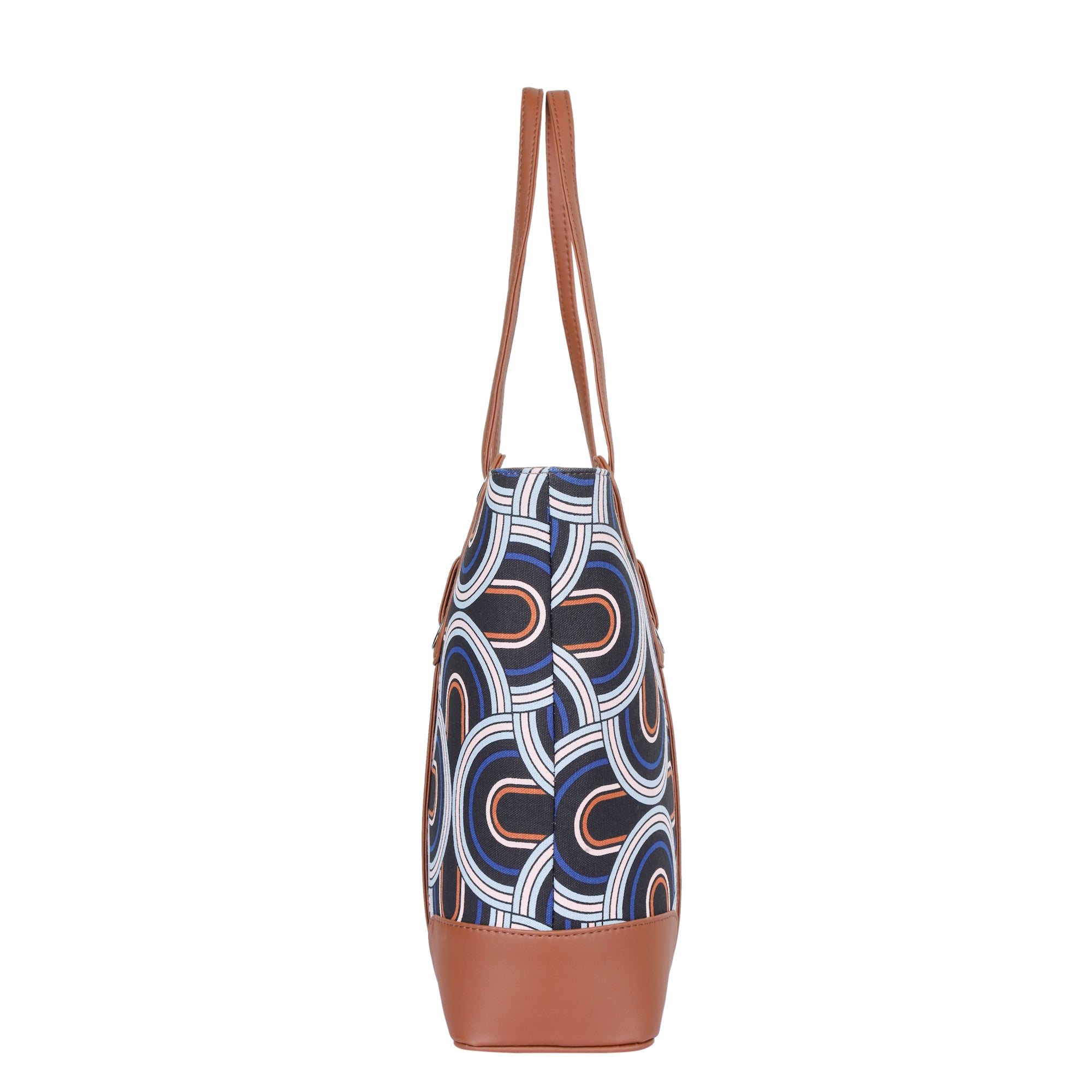 Abstract Handcrafted Printed Tote Bag – Cotton Satchel with Vegan Trim for Casual Use