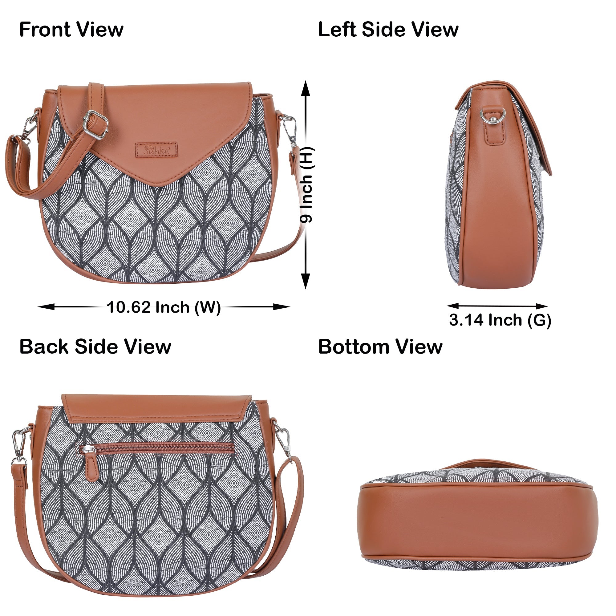 Sishka Monochrome Ladies Crossbody Sling Bag – Canvas Shoulder Purse for Ladies