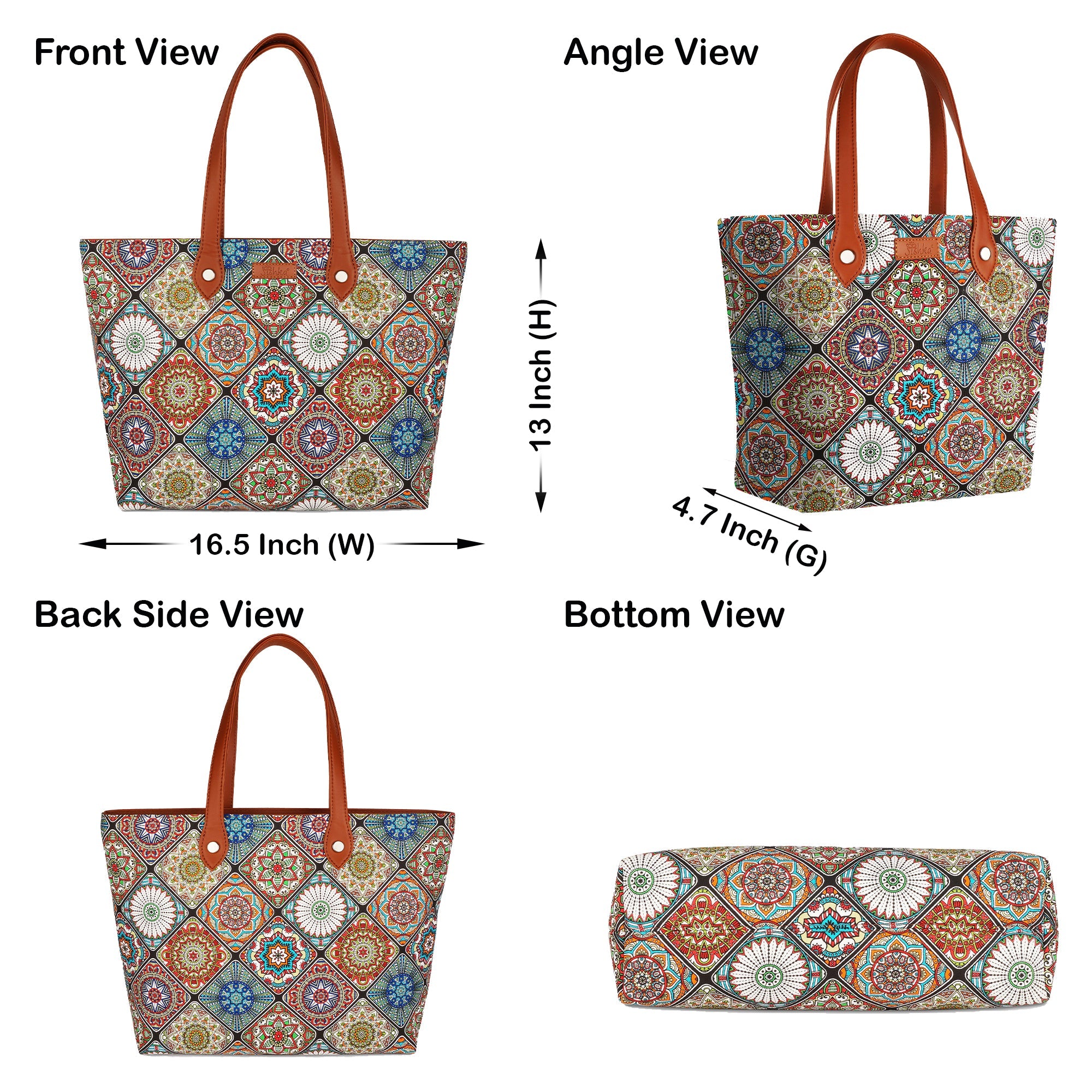 Women’s Handcrafted Printed Tote Bags – Multicolor, Monochrome, Blue, Abstract & Olive Variants