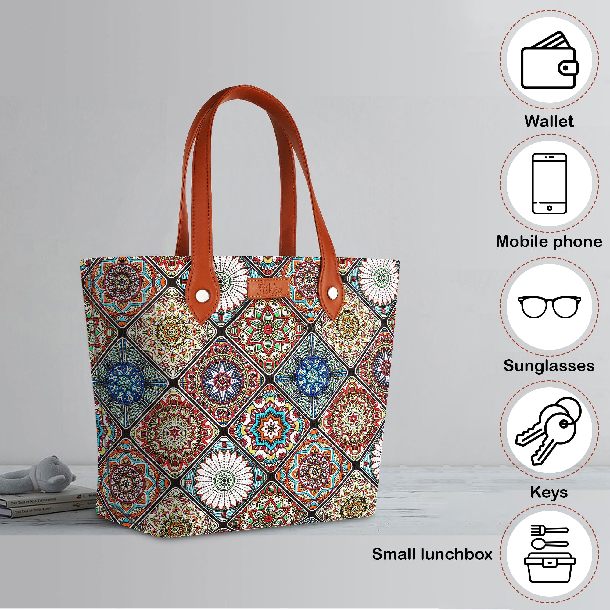 Women’s Handcrafted Printed Tote Bags – Multicolor, Monochrome, Blue, Abstract & Olive Variants