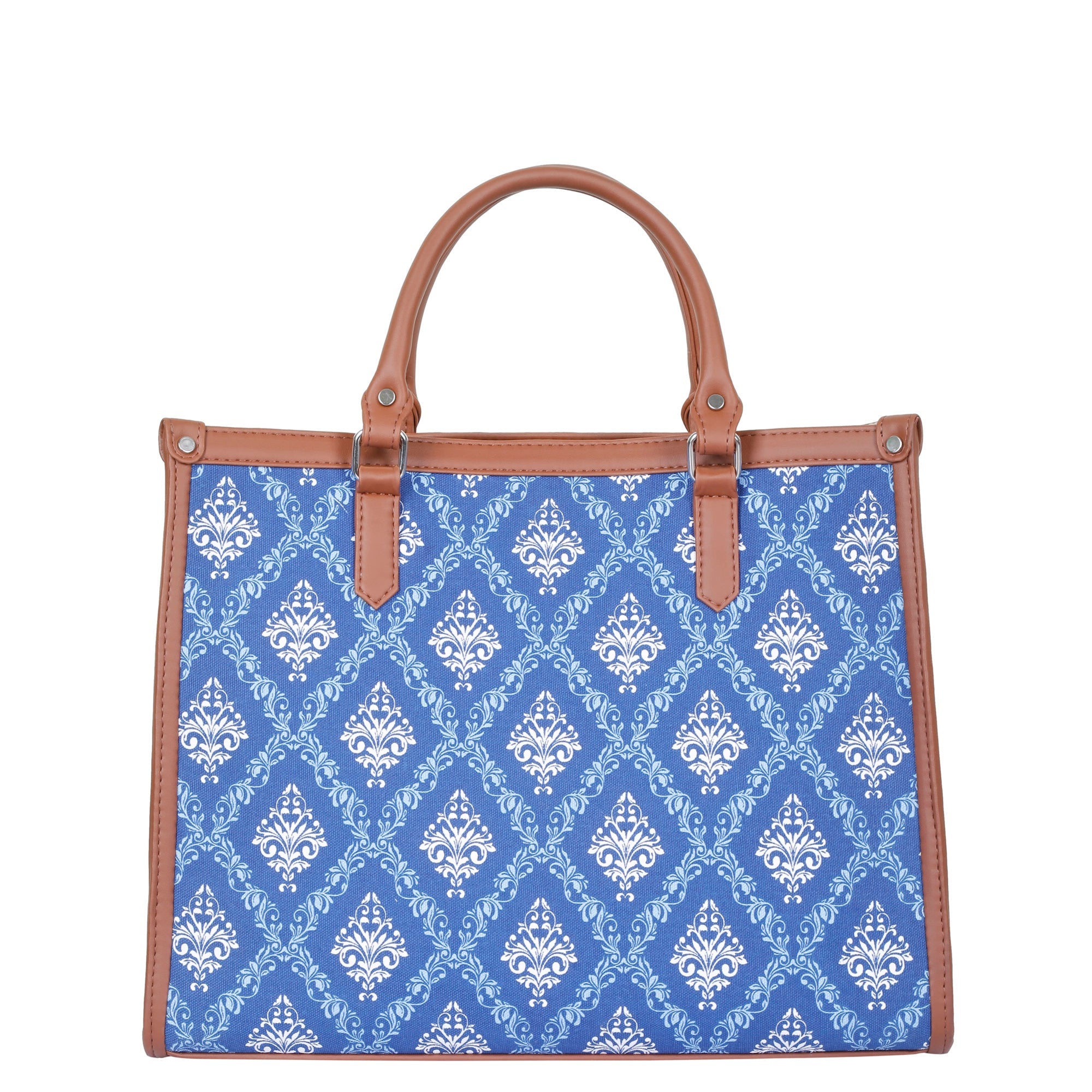 Blue Handcrafted Printed Laptop Bag – Shoulder Purse for Ladies’ Everyday & Office Use