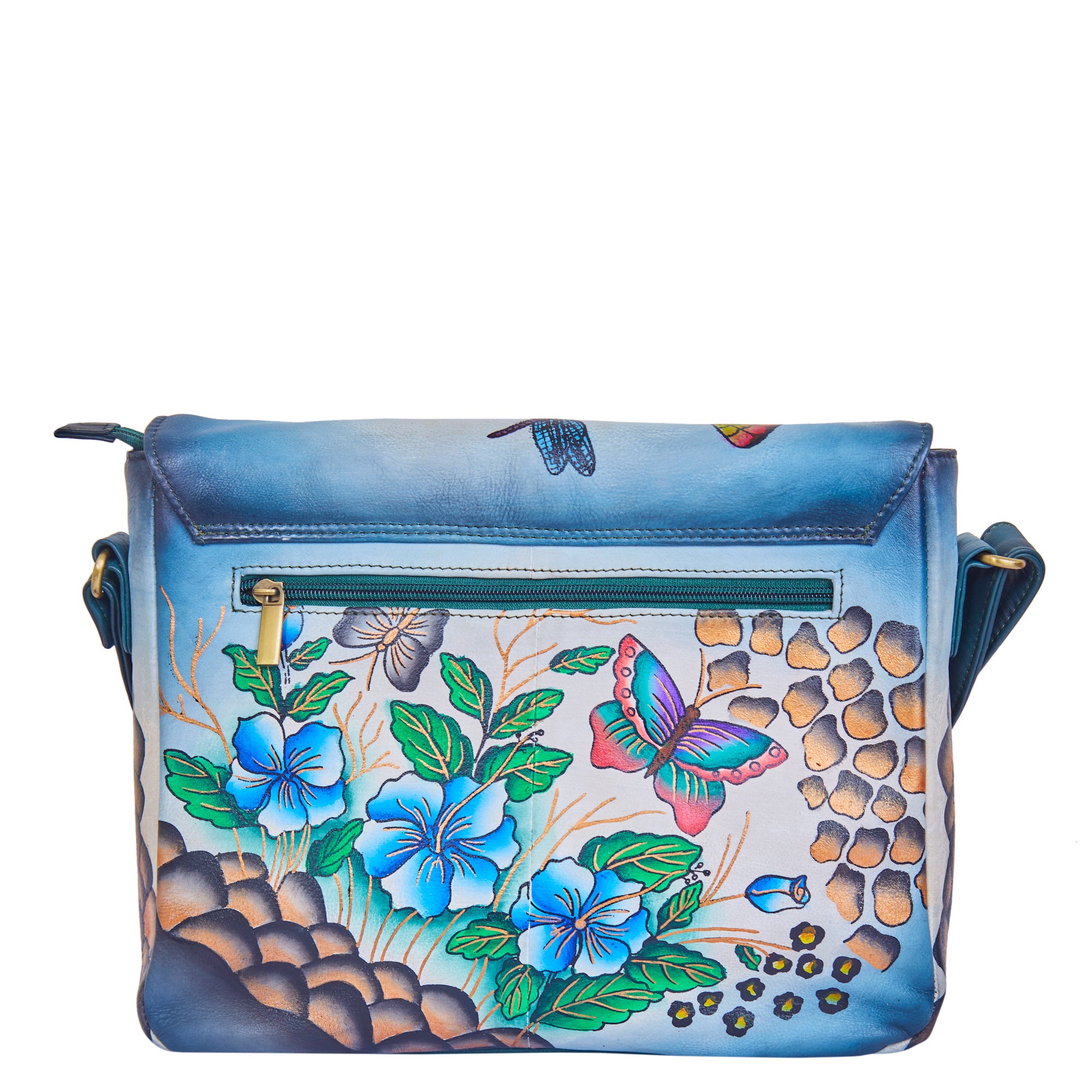 Women’s Floral Design Hand-Painted Leather Messenger Bag