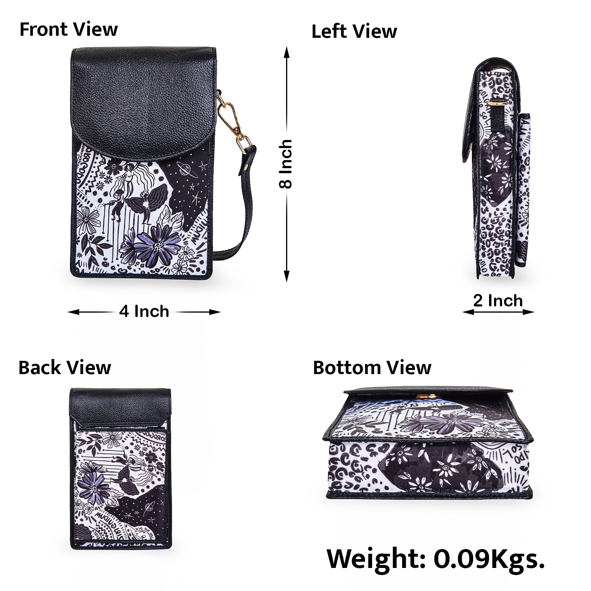 Cell Phone Crossbody Wallet for Women with Leather Details