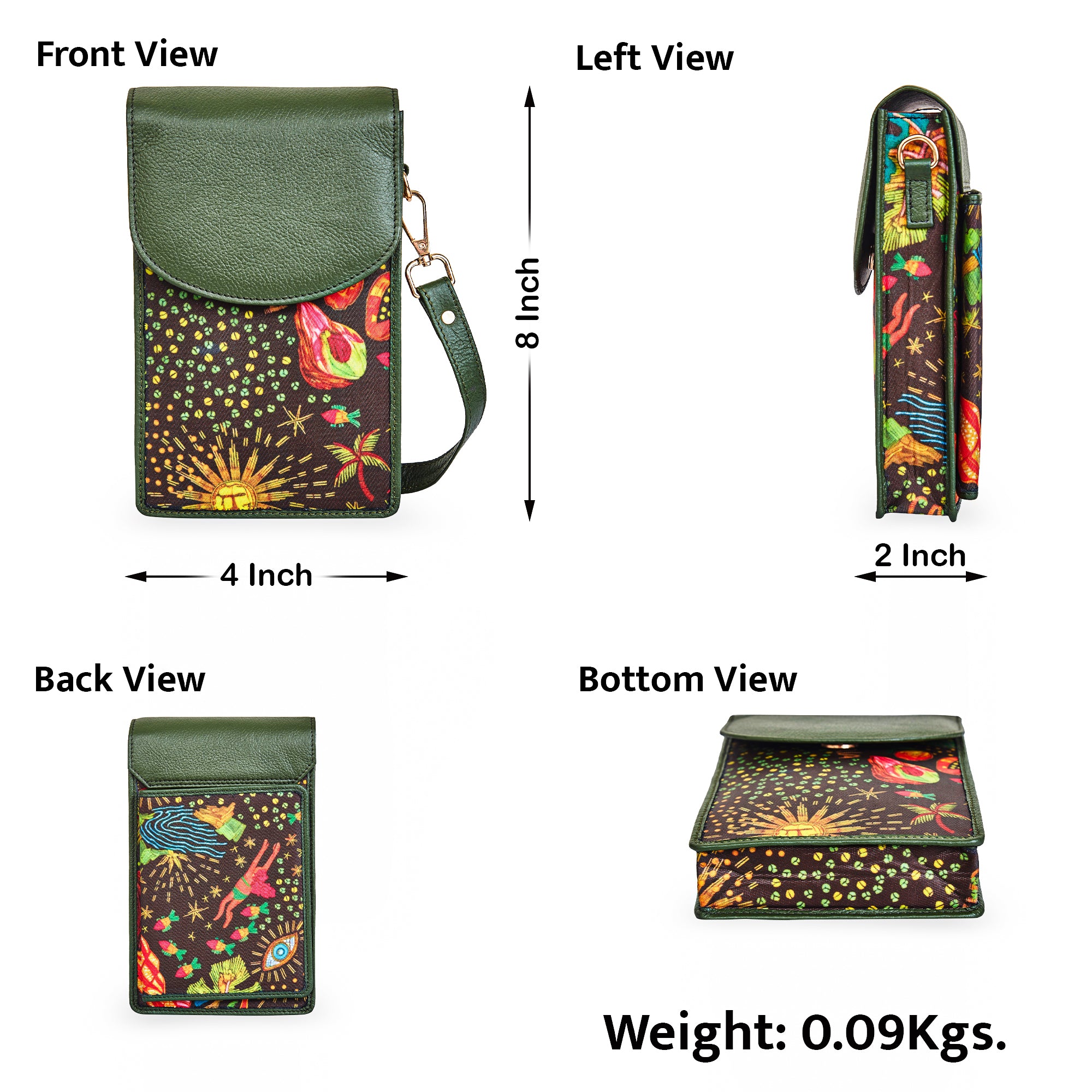 Coastal Calm leather trim Cell Phone Crossbody Wallet for Women