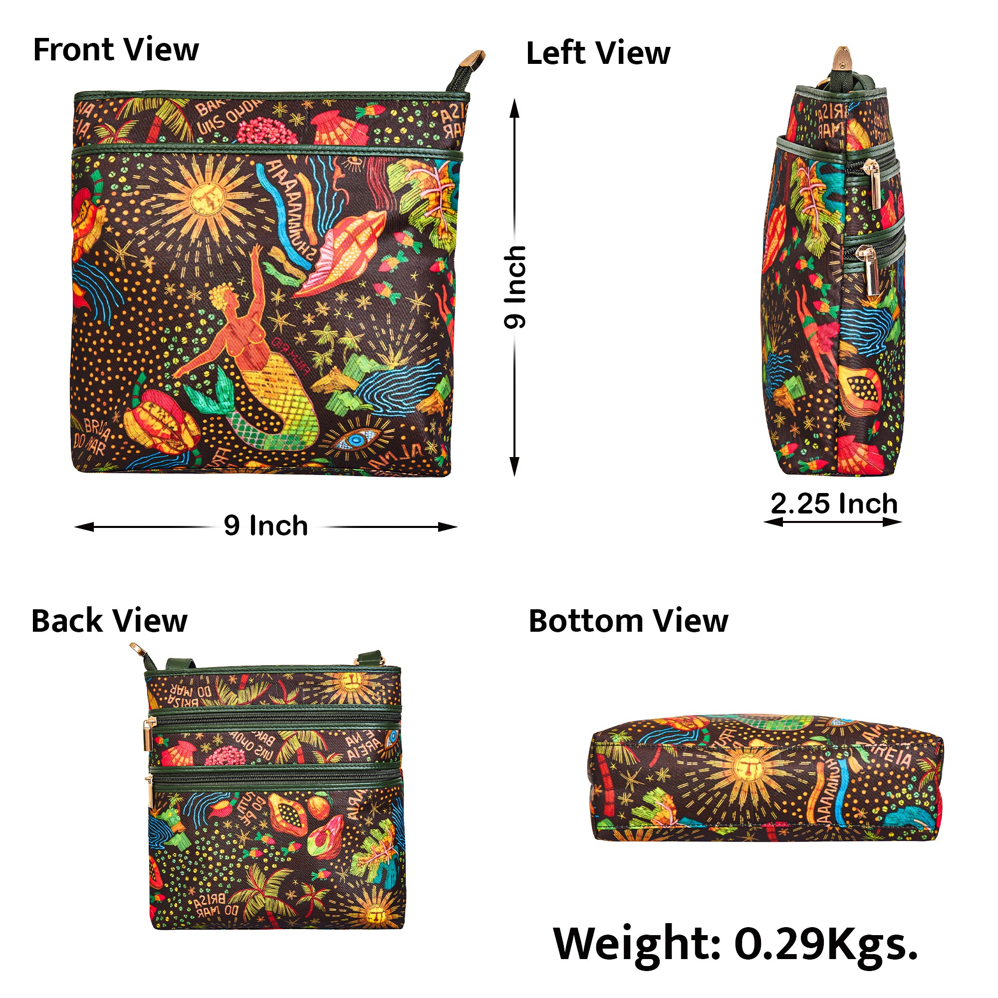 Ladies Coastal-Inspired Fabric Crossbody Bag with Leather Accents