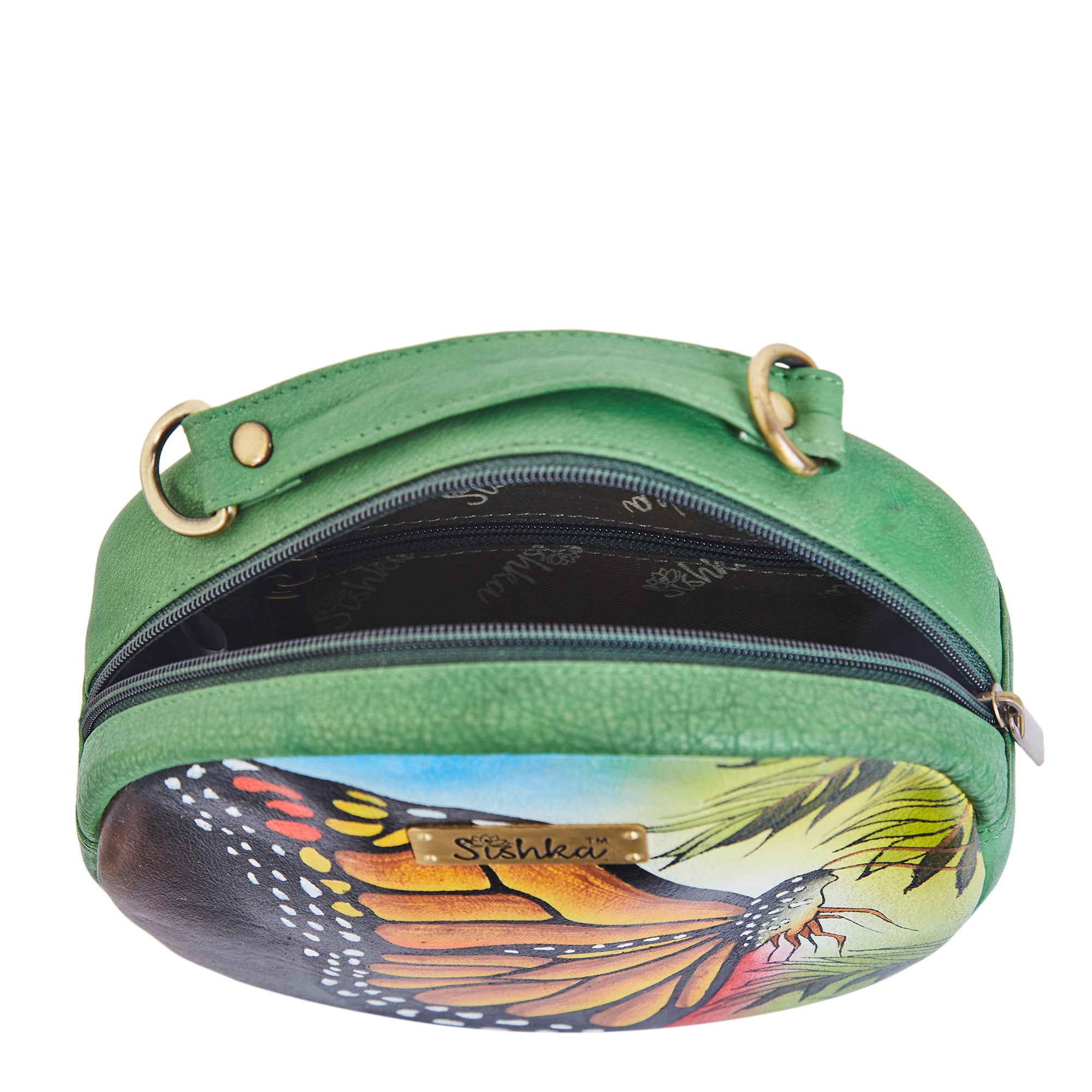 Stunning Butterfly Hand Painted Oval Cross Body Bag